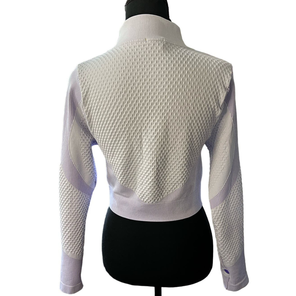 Daisy Lavender Cropped Athletic Jacket Womens L Zip Front Thumbhole Activewear - Picture 5 of 9